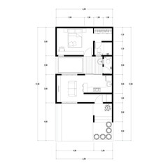 Black and White floor plan of a modern unfurnished house for your design. Suburban house vector blueprint. Architectural background. eps 10