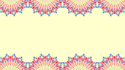 A colorful design with a yellow background