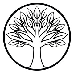 A black vector tree silhouette illustration featuring nature's branch and leaf design