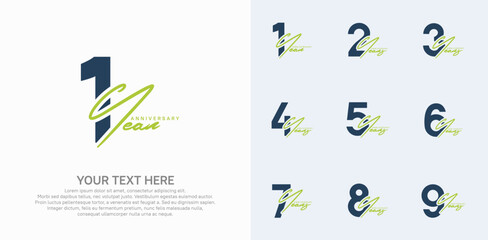 Anniversary logo set vector design, black and green color for celebration event