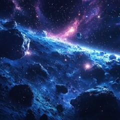 Fototapeta premium Asteroid Belt in Deep Space