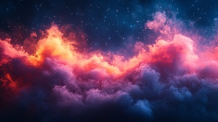 Fototapeta premium Surreal pink and blue clouds with glowing edges