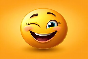 Fototapeta premium Winking Smiley Face Emoji Illustration Happy Fun