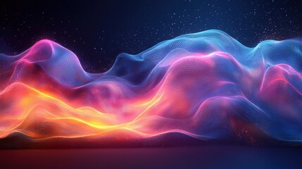Obraz premium Abstract Neon Landscape: Vibrant Hues of Digital Waves