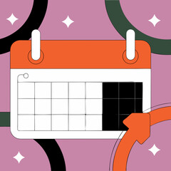Abstract calendar with orange and black design elements