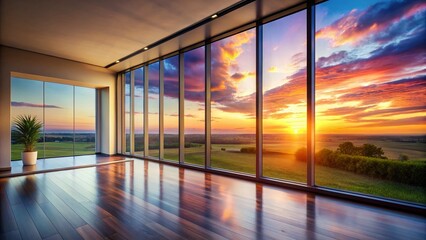 Serene Sunset Interior Design: Tranquil Home with Nature View