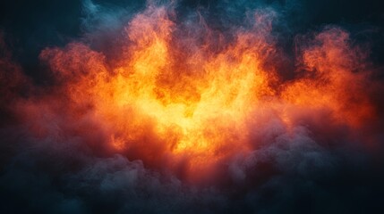 Fototapeta premium Fiery orange explosion in a dark sky