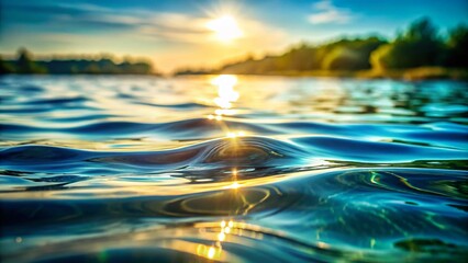 Serene Water Ripples: Calm Lake Surface with Copy Space for Text