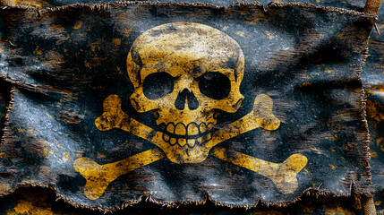 Aged Pirate Flag: Skull and Crossbones Jolly Roger - Grunge Nautical Design