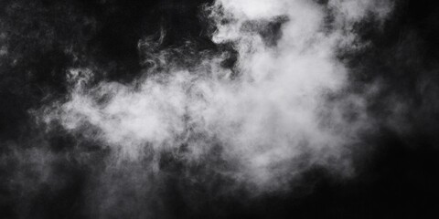 Fototapeta premium White smoke is swirling on black background creating abstract shapes, perfect for backgrounds and overlays