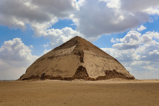 view of  rhomboid pyramid of Snefru in Dahshur. Egypt