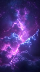 Bright neon-colored clouds with glowing lightning and stars. Perfect for dreamlike, magical, and artistic visuals.