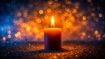 Silhouette of Candle Flame at Night - Close-up Stock Photo