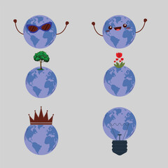 World Happy earth day globe set Vector illustration design. Ecology and environment conservation concept.