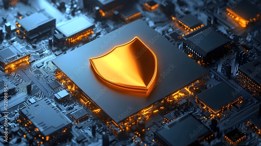 Aufkleber Futuristic abstract design representing national cybersecurity efforts with layers of security algorithms cyber defense shields and interconnected digital networks