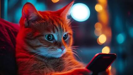 generative video. The cat flips
through the phone