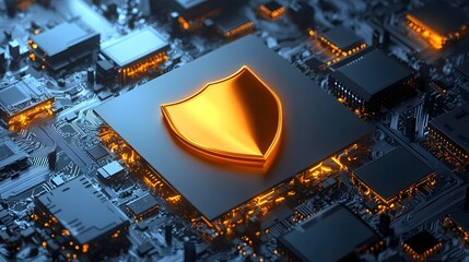 Futuristic abstract design representing national cybersecurity efforts with layers of security algorithms cyber defense shields and interconnected digital networks