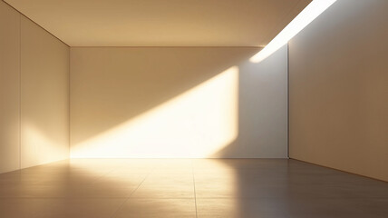 Sunlit Minimalist Room Interior With Warm Golden Hues