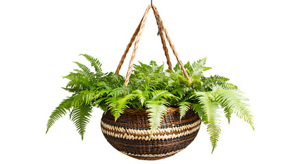 Hanging basket ferns home interior plant decor natural setting close-up greenery aesthetics