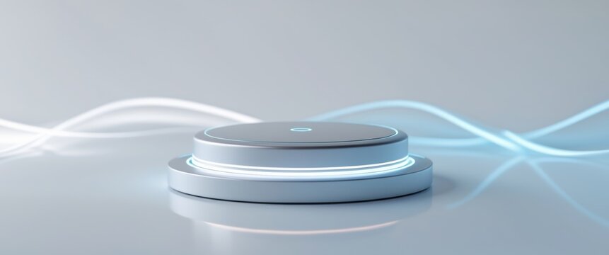 Interactive button interface with loading visualization showcasing progress and futuristic design for digital platforms and software operation