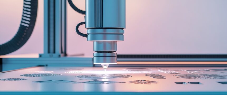 Laser cutting machine engraves various shapes.