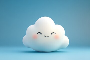 Cute Cloudy IP Character Design in High-Quality 3D Rendering with Minimalist Backdrop
