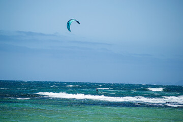 kite surfing on the beach