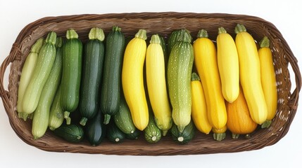 Freshly Picked Zucchinis in a Rustic Basket Arrangement