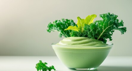 Fototapeta premium Refreshing Green Kale and Citrus Smoothie in Glass Bowl