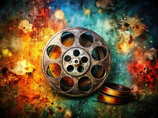 Obraz premium Monochrome Media: Abstract Film Reel Texture Background