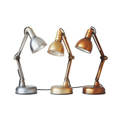 Retro Desk Lamps with Adjustable Necks Isolated on Transparent Background