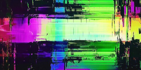 Colorful, pixelated image with a green stripe