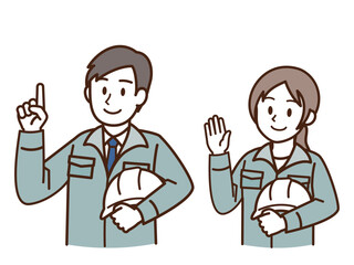 作業服_白いヘルメットを外した人