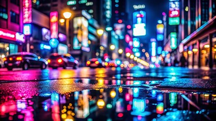 Neon Lights Abstract Background with White Space for Text - Candid Photography Style