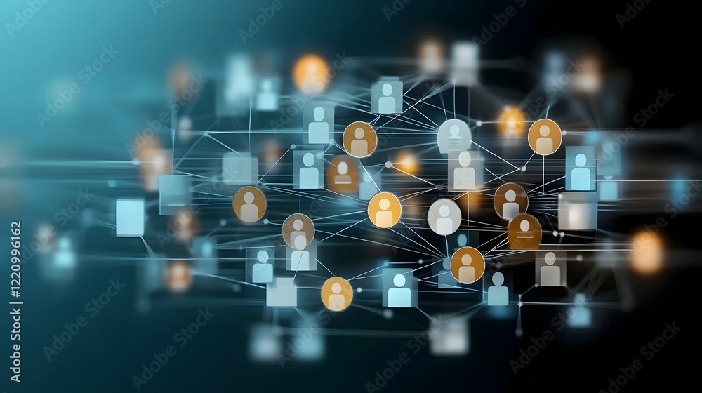 Aufkleber efficient digital hr recruitment network visualization with glowing connections symbolizing strategi