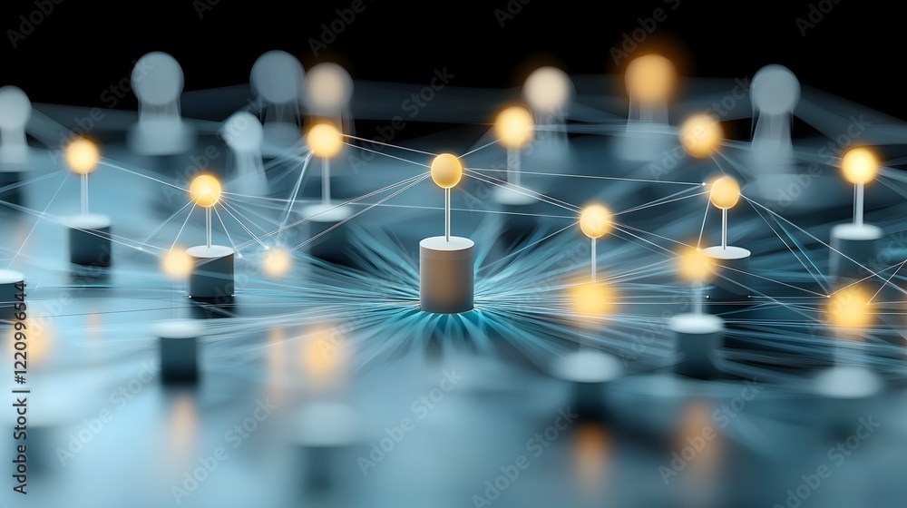 Leinwandbilder Abstract representation of a digital HR recruitment network visualized as a circular web with glowing connections symbolizing efficient talent acquisition and strategic workforce planning