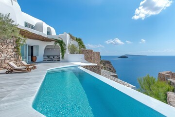 Fototapeta premium A beautiful coastal villa with Mediterranean-style architecture