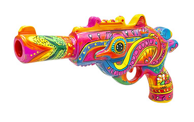 A Decorative Water Gun in the Shape of a Colorful Animal for Energetic Play isolated on transparent background. Isolated on transparent background.