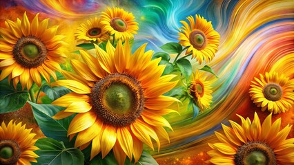Fototapeta premium Panoramic Abstract Sunflower Design - Perfect for Text Overlay