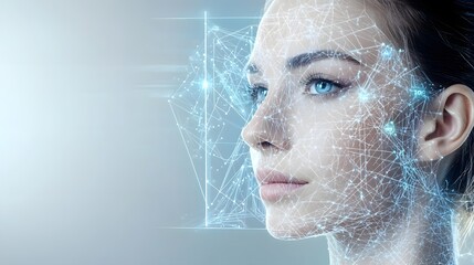 Futuristic cyber skincare clinic with holographic displays virtual skin consultation and AI powered beauty analysis  Advanced healthcare technology and innovative digital cosmetics concept