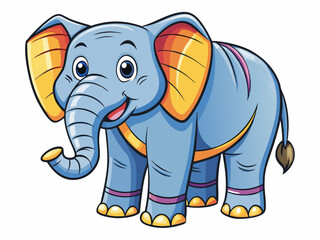 Fototapeta premium elephant black outline, vector illustration, white background