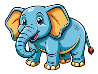 Obraz premium elephant black outline, vector illustration, white background