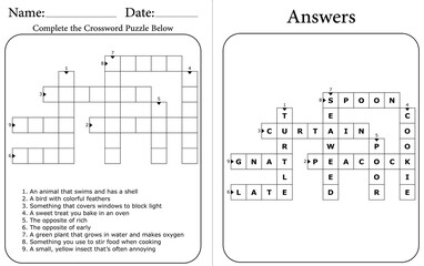 Educational Crossword Worksheet: Fun & Interactive Word Puzzle for Kids