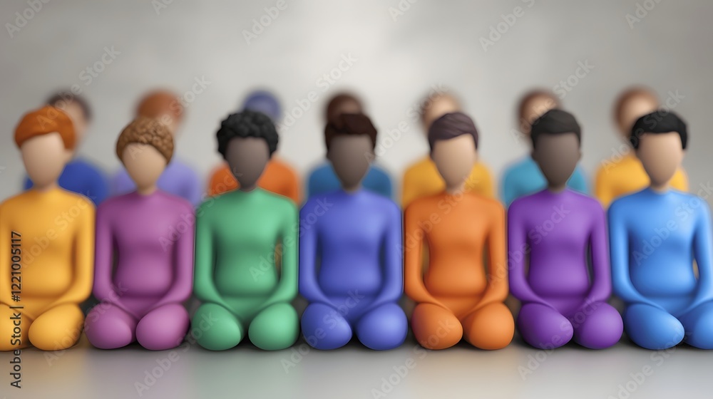 Poster diverse group of business professionals participating in a training program focused on inclusive man