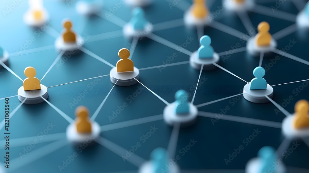 Poster Interconnected nodes symbolizing an efficient digital recruitment network for talent acquisition and workforce management  Showcasing the optimization of human resources in a modern corporate setting