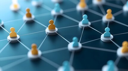 Interconnected nodes symbolizing an efficient digital recruitment network for talent acquisition and workforce management  Showcasing the optimization of human resources in a modern corporate setting
