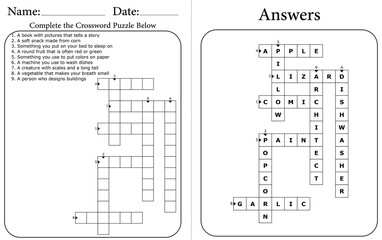 Educational Crossword Worksheet: Fun & Interactive Word Puzzle for Kids