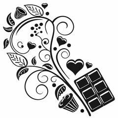 Chocolate Day vector silhouette black design white background