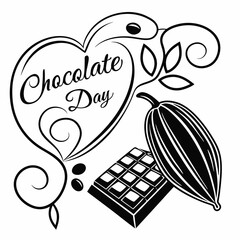 Chocolate Day vector silhouette black design white background