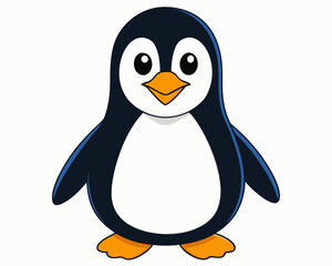 Obraz premium penguin black outline, vector illustration, white background